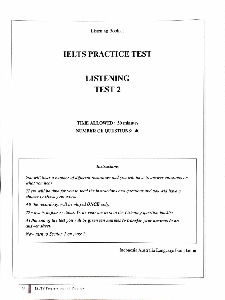 Practice Listening Test 2 | PDF | International English Language ...