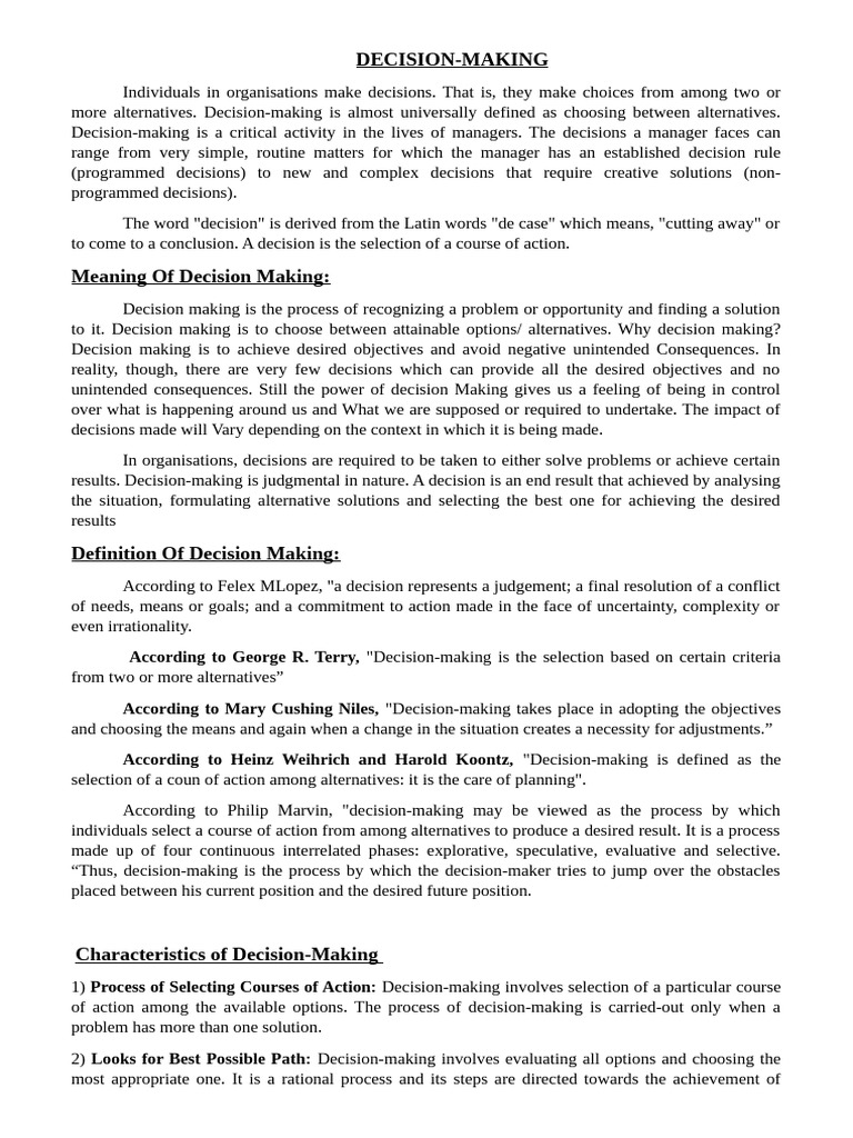 Decision Making Process | PDF | Decision Making | Risk