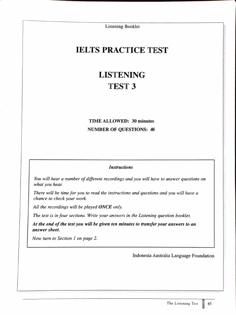 Practice Listening Test 3 | PDF | International English Language ...