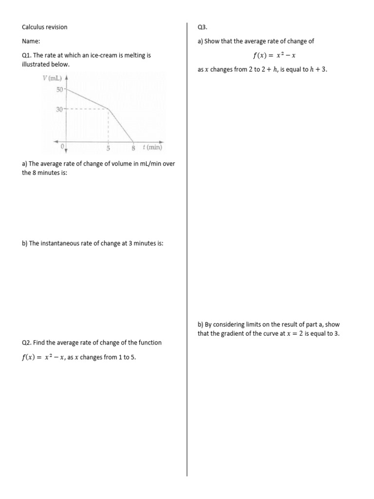 Calculus Revision WS | PDF