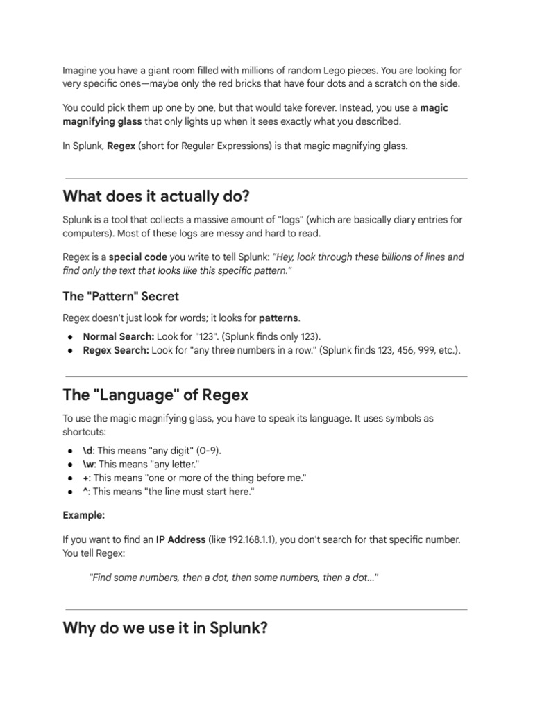Splunk Regex Explained Simply | PDF