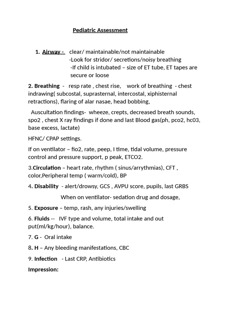 Pediatric Assessment | PDF
