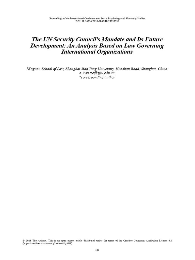The UN Security Councils Mandate and Its Future D | PDF | United ...