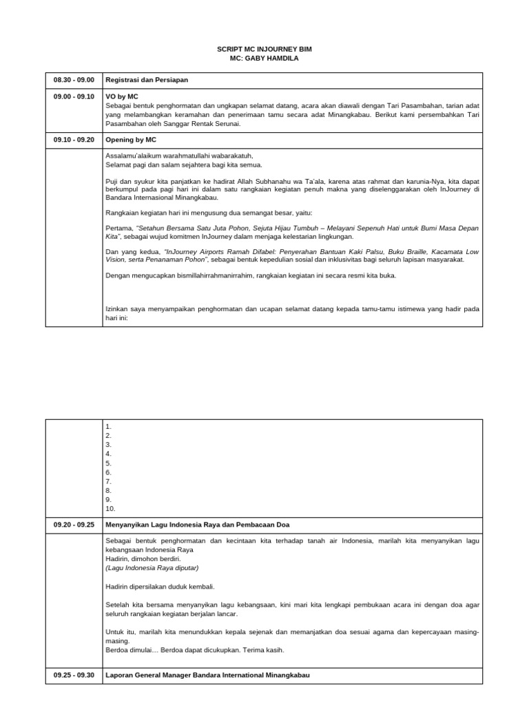 Script MC Injourney Bim | PDF