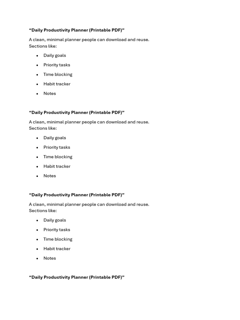 Daily Productivity Planner | PDF | Technical Communication | Computer File