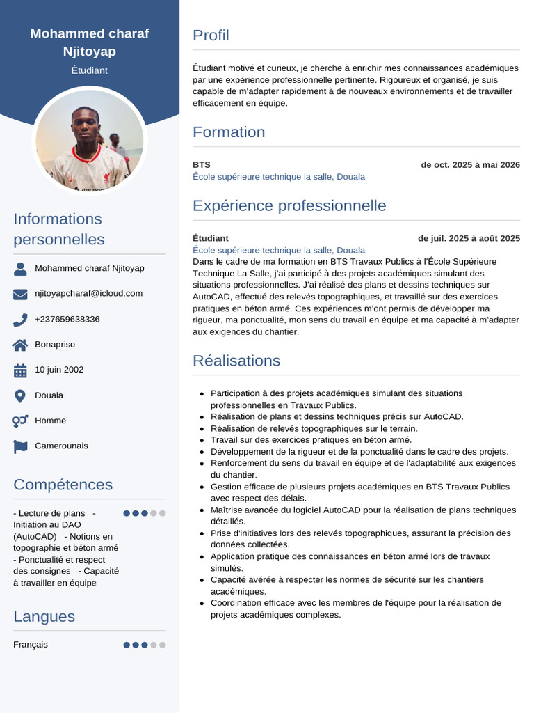 Copie de CV de Mohammed Charaf Njitoyap 20-01-2026 10-09-04 | PDF ...