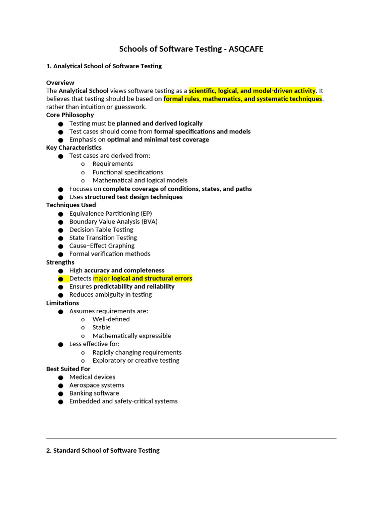 Schools of Software Testing | PDF | Software Testing | Agile Software ...