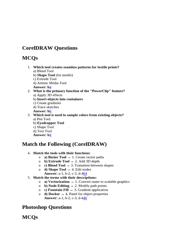 CorelDRAW Questions For Exam 25 | PDF | Adobe Photoshop ...