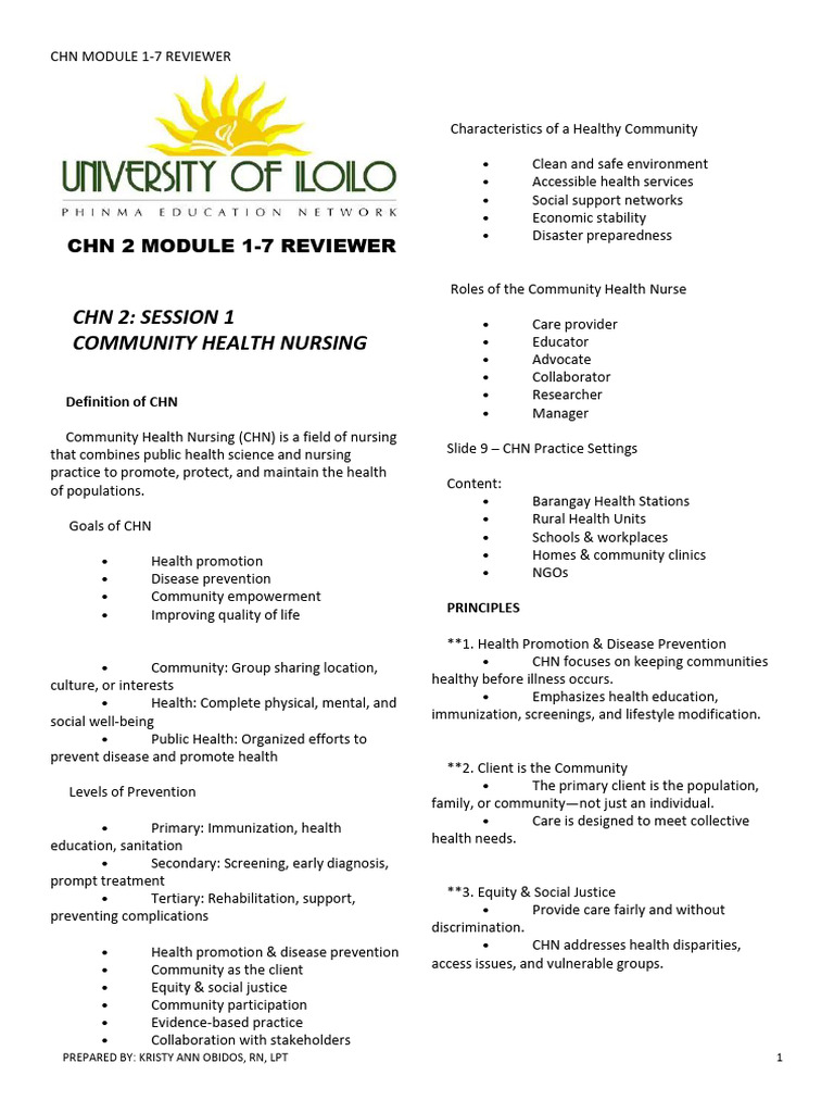 CHN 2 Course Reviewer | PDF | Nursing | Public Health