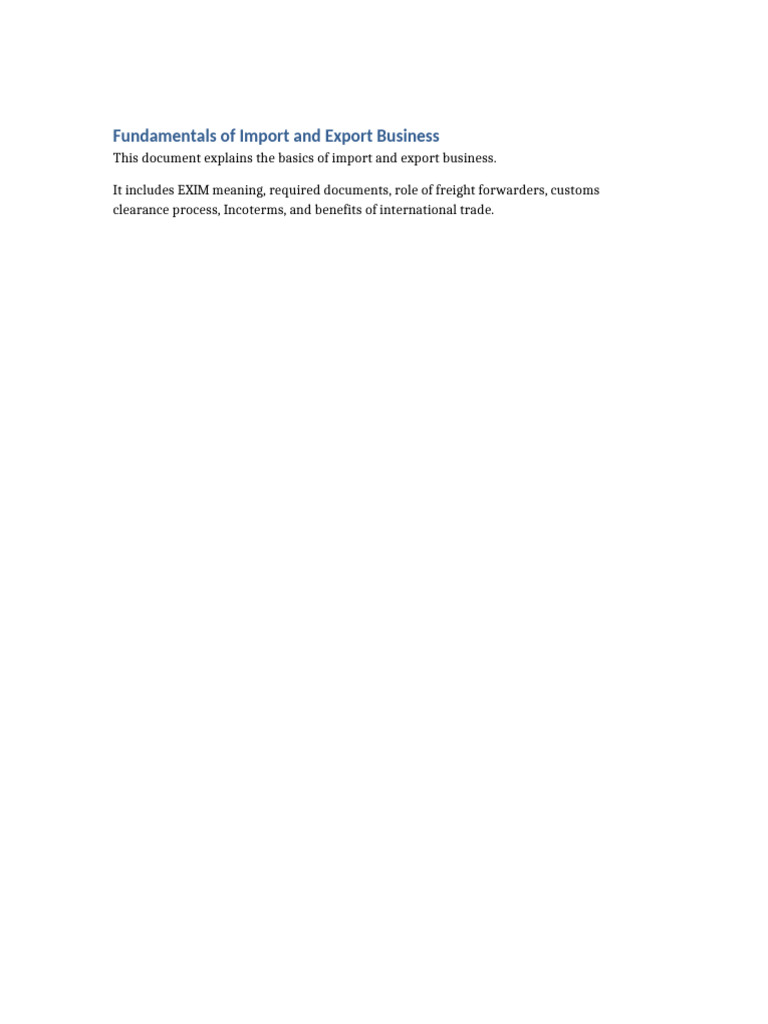 Document 3 Fundamentals of Import and Export Business | PDF