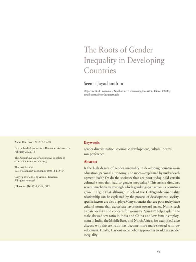 Roots of Gender Inequality | PDF | Economic Inequality | Discrimination ...