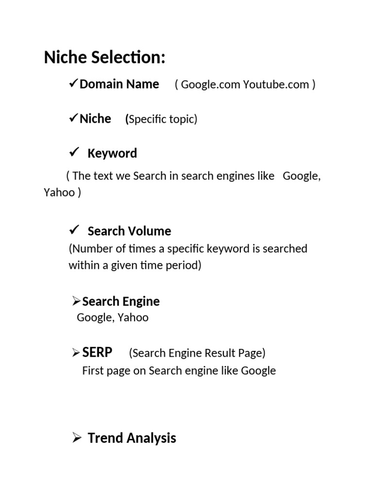 Session 1 Class 1 Niche Selection | PDF | World Wide Web | Internet & Web