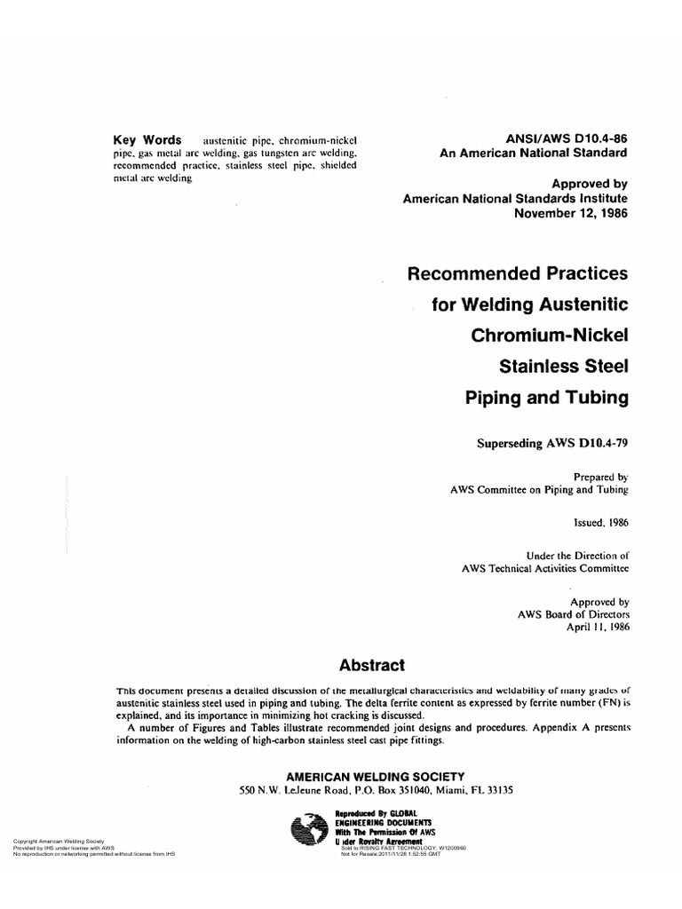 Ansi Aws D10.4-86 | PDF