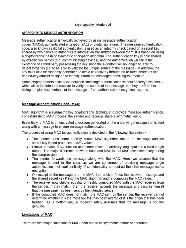 Cryptography MODULE 2 | PDF | Key (Cryptography) | Public Key Cryptography