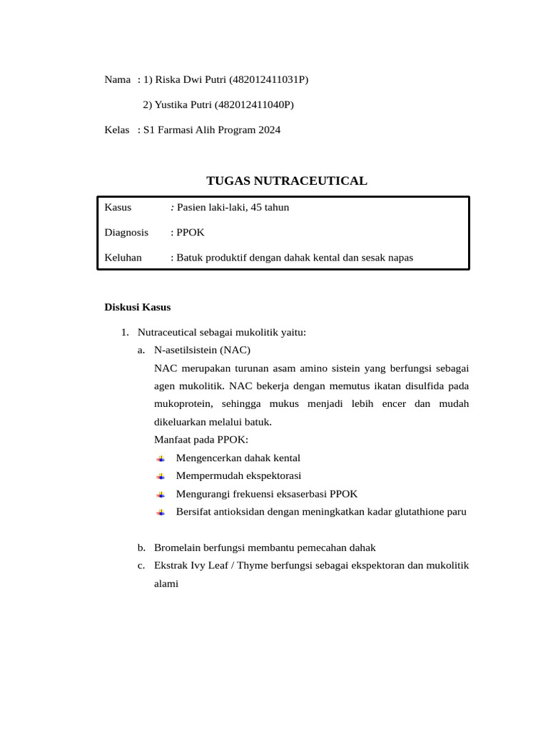 Tugas Nutraceutical Riska Dwi Putri Dan Yustika Putri | PDF