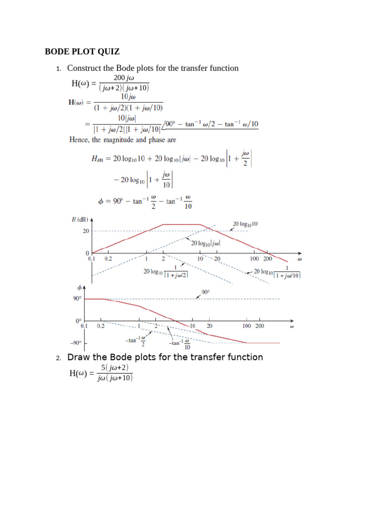 Bode Plot Quiz | PDF