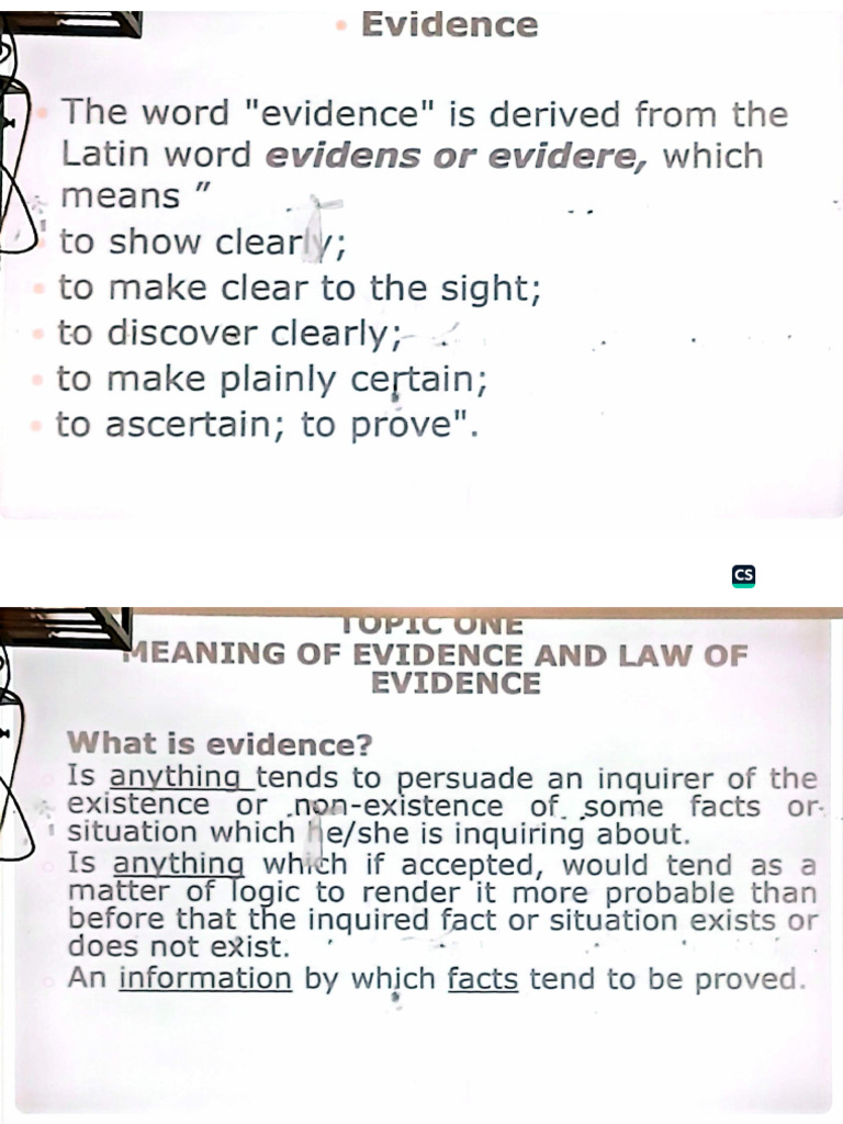 Law of Evidence | PDF