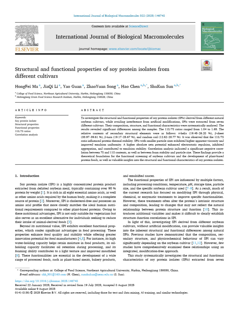 Structural and Functional Properties of Soy Protein Isolates From ...