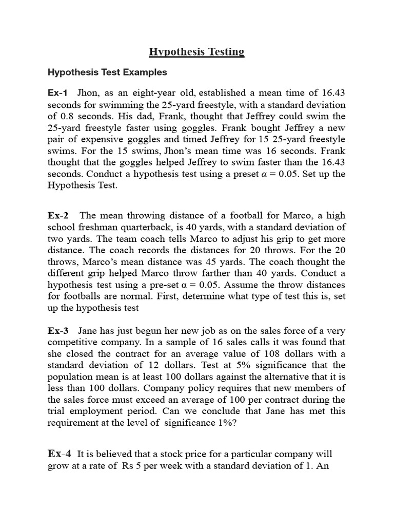Hypothesis Testing-Numerical Problems | PDF | Type I And Type Ii Errors ...