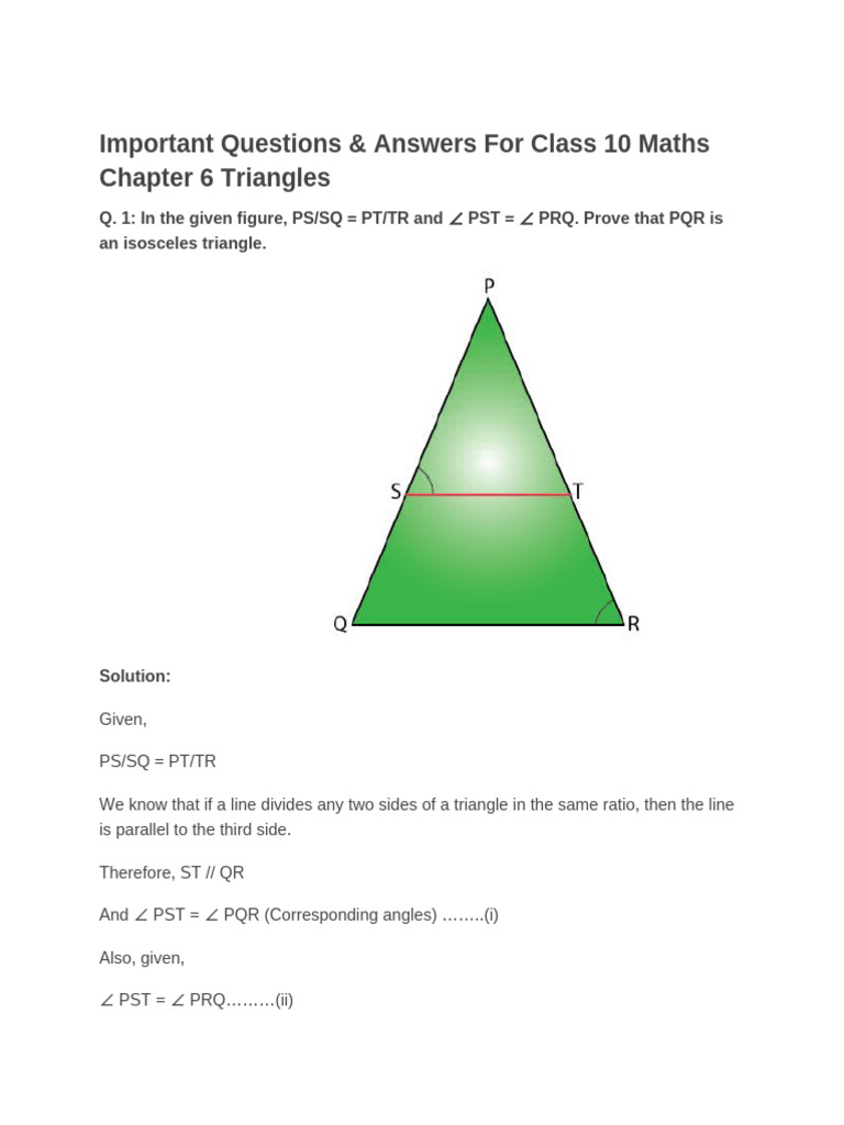 IMP Questions Triangles | PDF | Triangle | Area