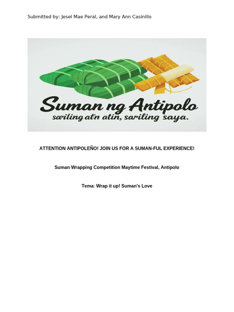 Suman Wrapping Competition Maytime Festival, Antipolo | PDF