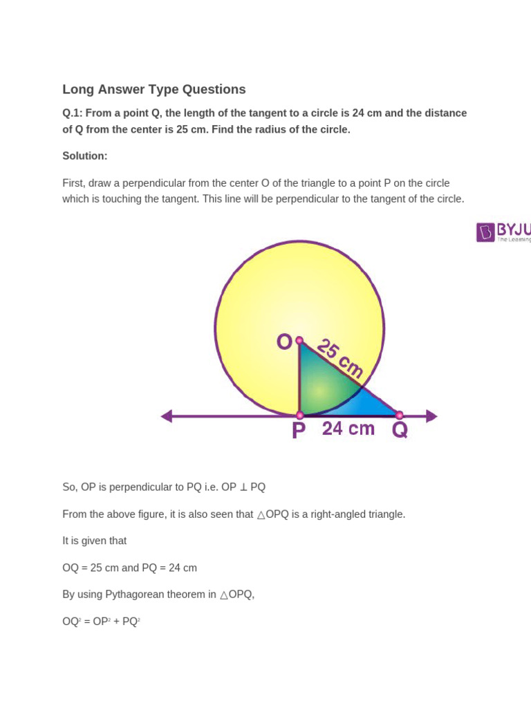 IMP Questions Circles | PDF | Circle | Perpendicular