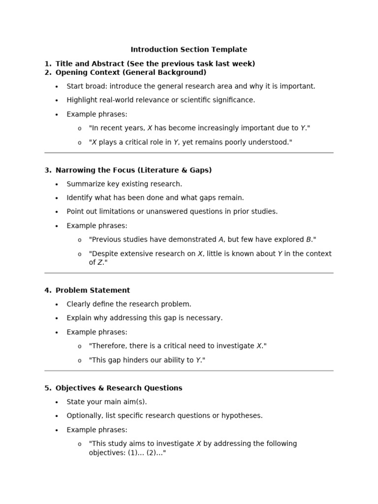 Introduction Section Template | PDF