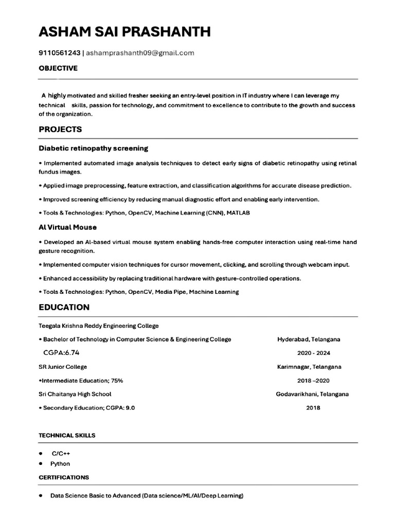 Prashanth - Resume | PDF