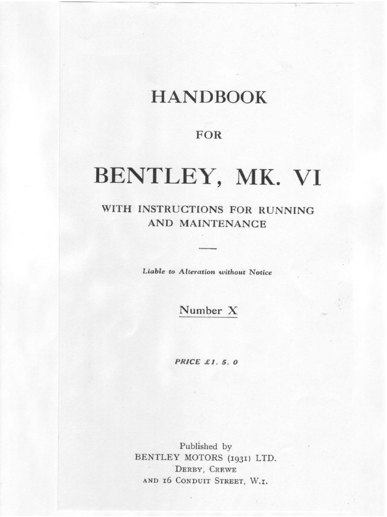 Bentley Mark Vi Workshop Manual | PDF