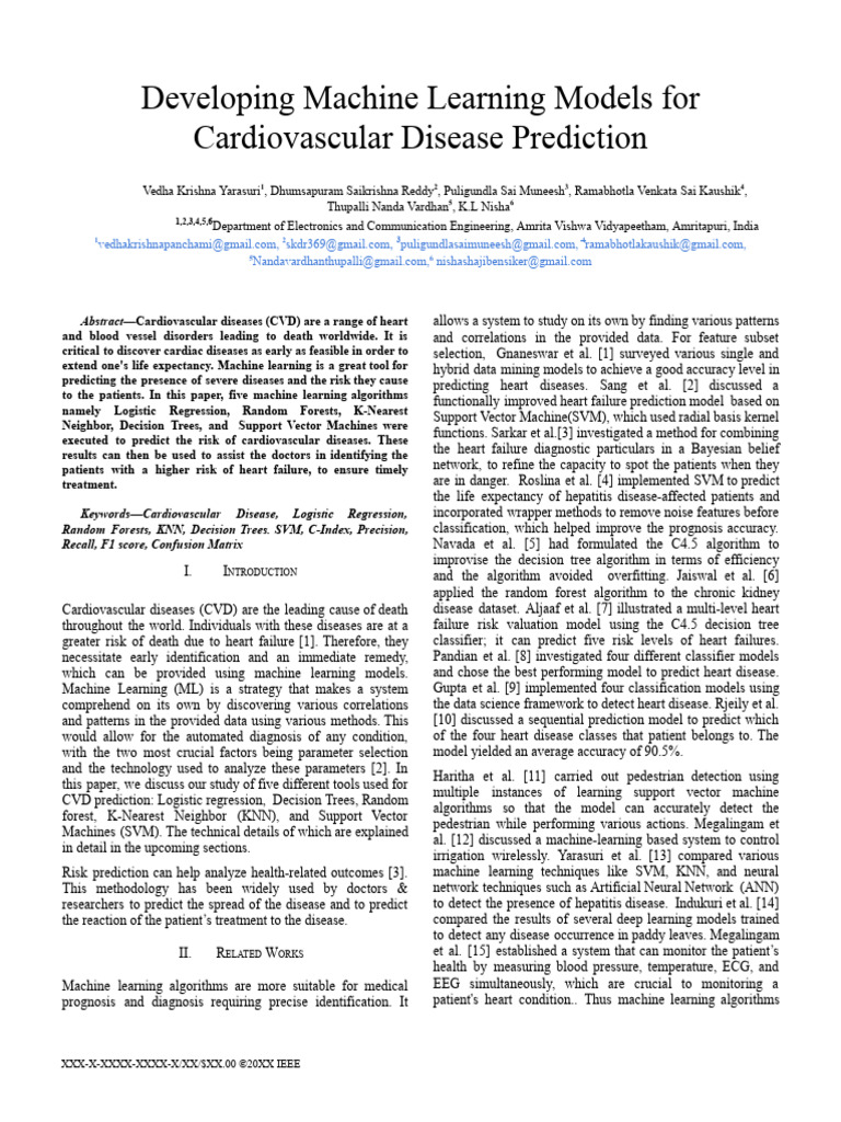 Developing Machine Learning Models For Cardiovascular Disease ...