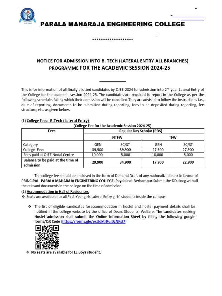 Admission Notice Lateral Entry | PDF | Affidavit | Identity Document