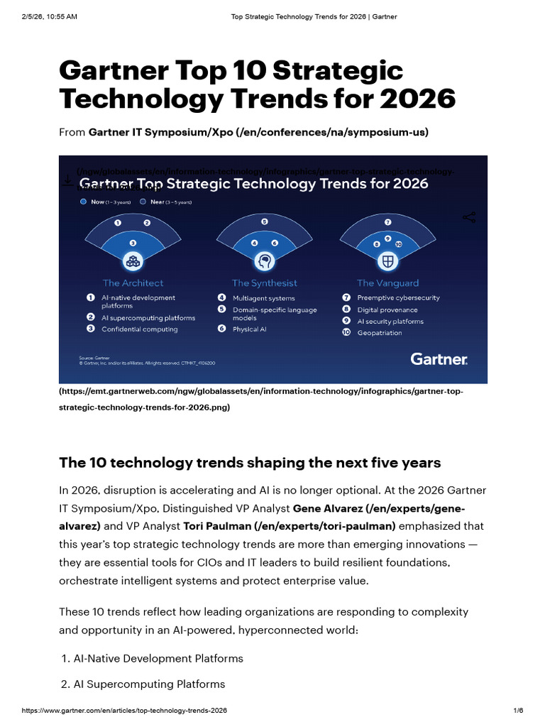 Gartner Top 10 Strategic Technology Trends For 2026 | PDF | Computer ...