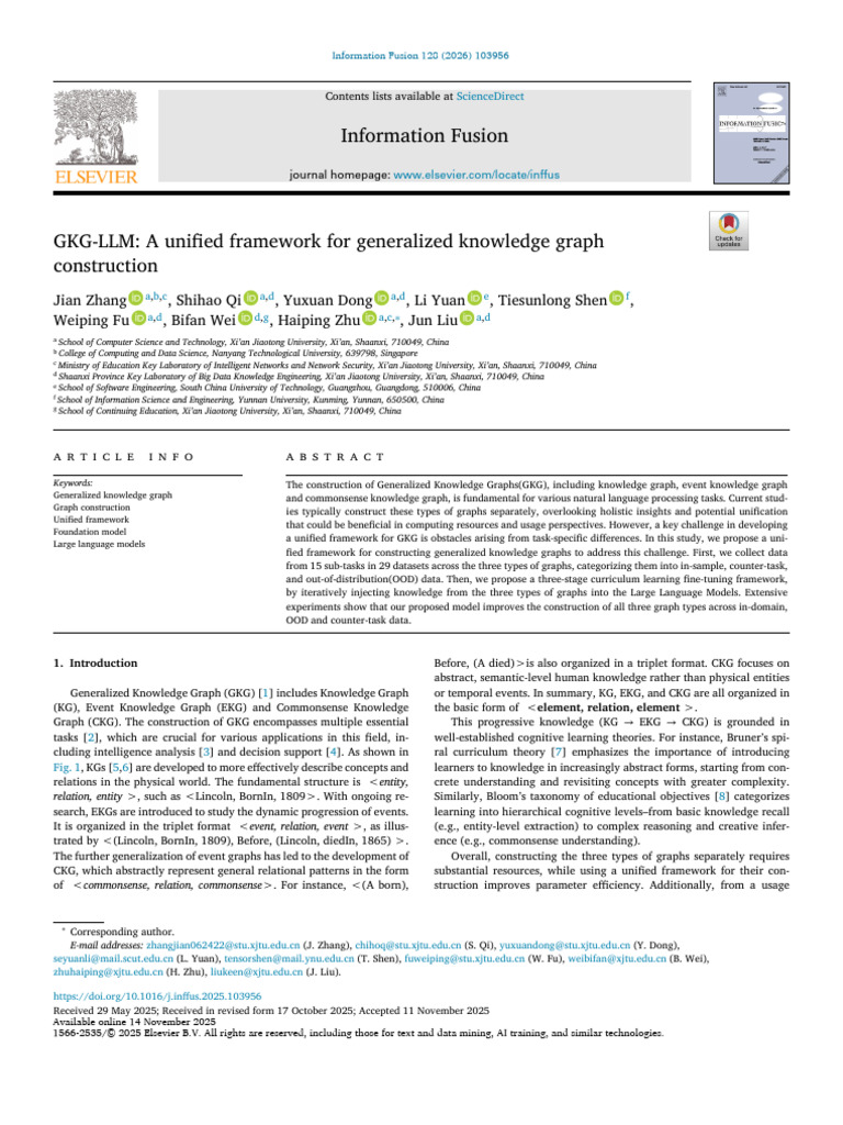 GKG-LLM A Unified Framework For Generalized Knowledge Graph | PDF ...