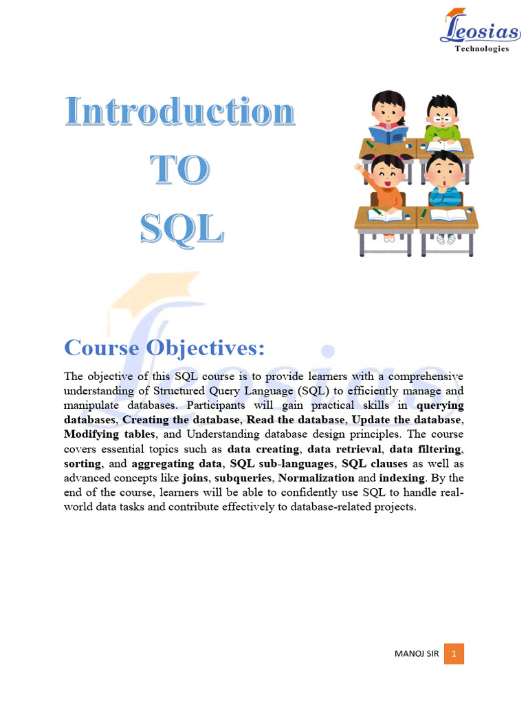 SQL Notes by Manoj Sir | PDF | Databases | Sql