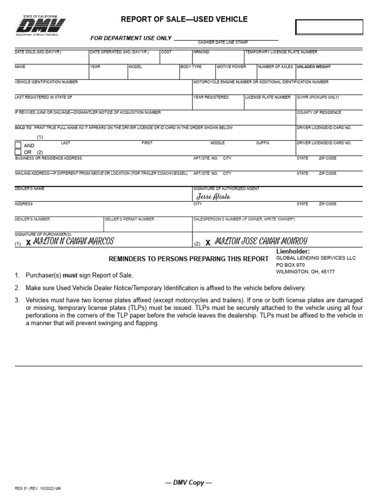 Request For Signature | PDF | Department Of Motor Vehicles | Vehicle ...