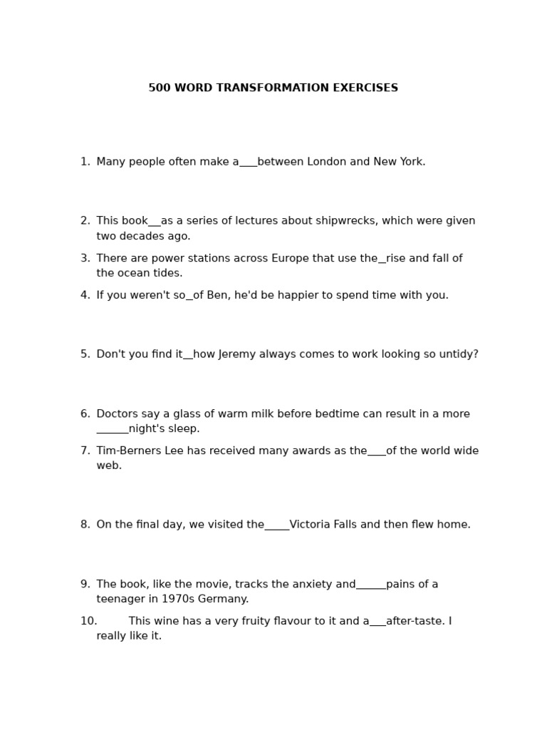 Transformation Exercises January | PDF