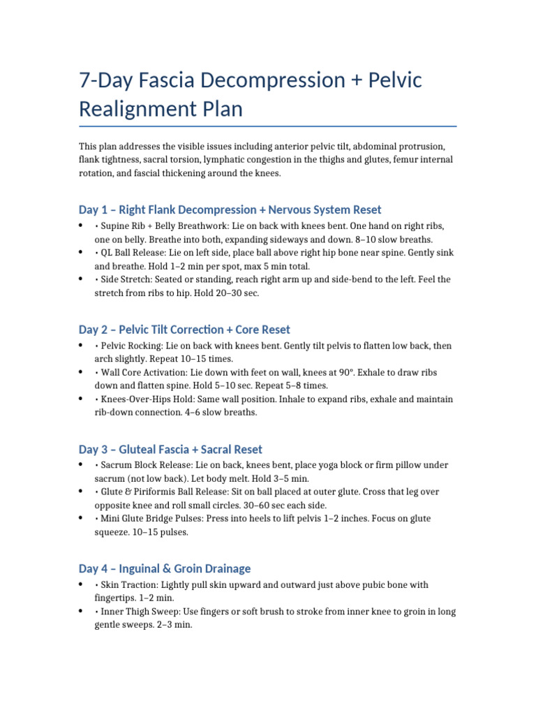 7-Day Fascia and Pelvic Realignment Plan | PDF | Pelvis | Abdomen