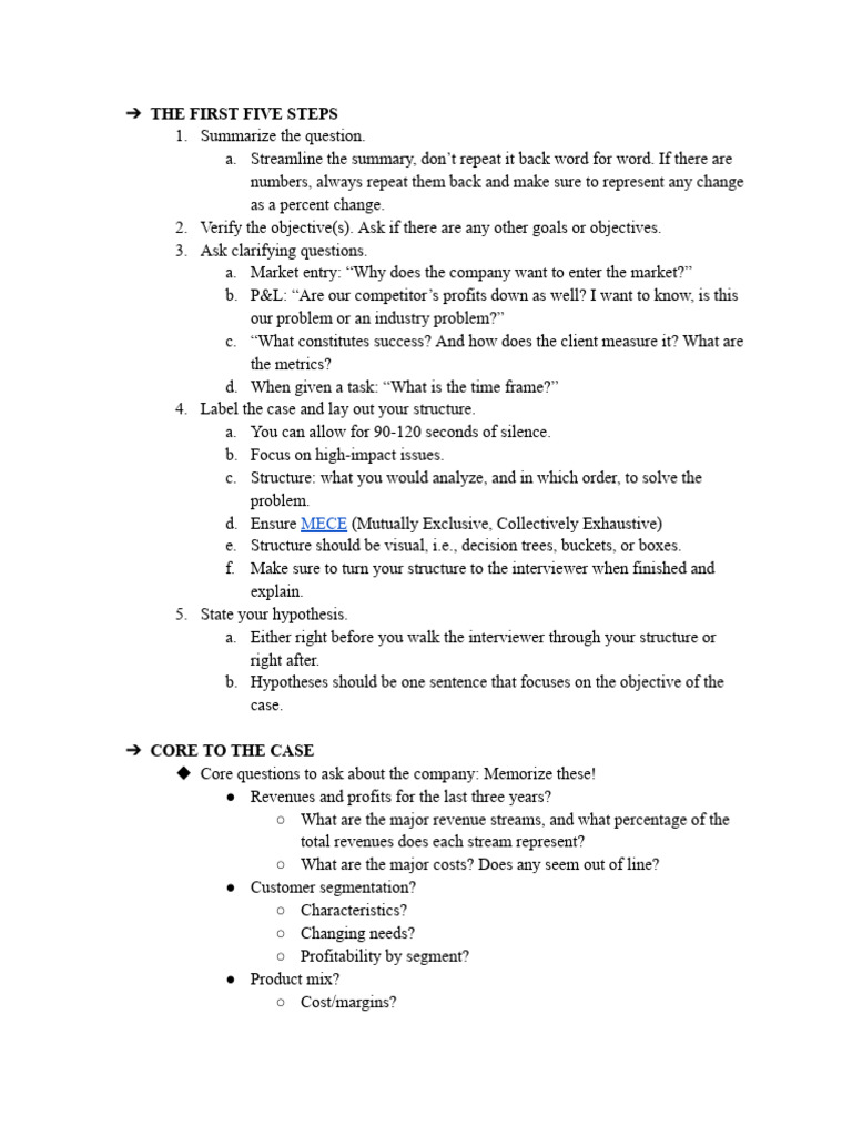 Ivy Case System Cheat Sheet(s) | PDF | Profit (Economics) | Pricing
