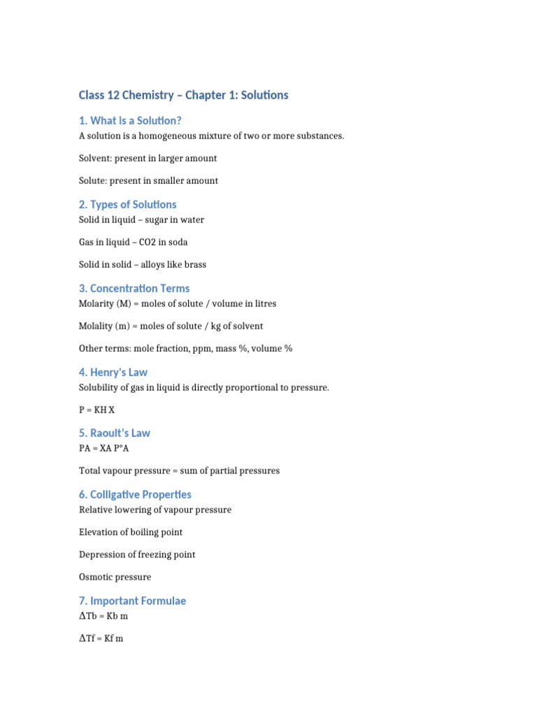 Class 12 Chemistry Chapter 1 Notes | PDF