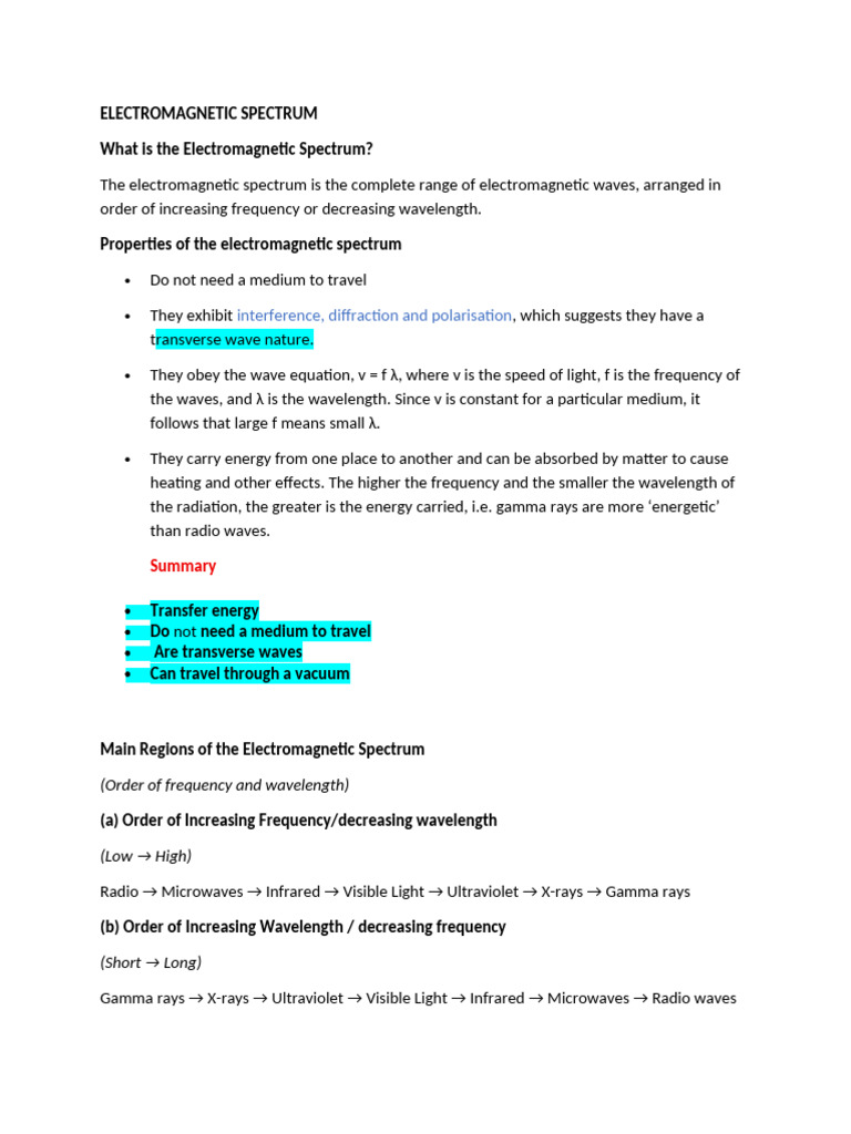 Electromagnetic Spectrum | PDF | Electromagnetic Radiation ...