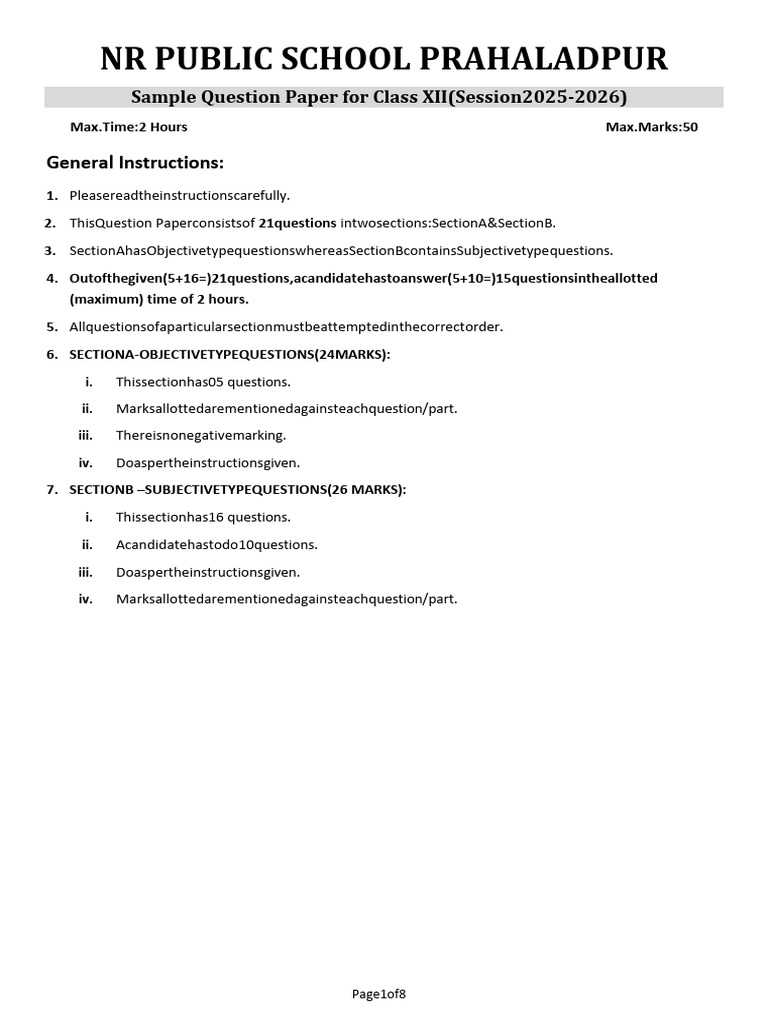 Pre Board Sample Paper 10 | PDF | Cognitive Science | Computing