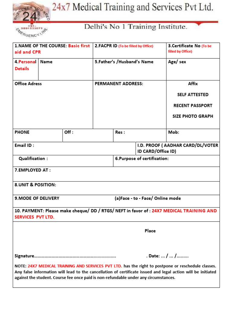 First Aid Form | PDF