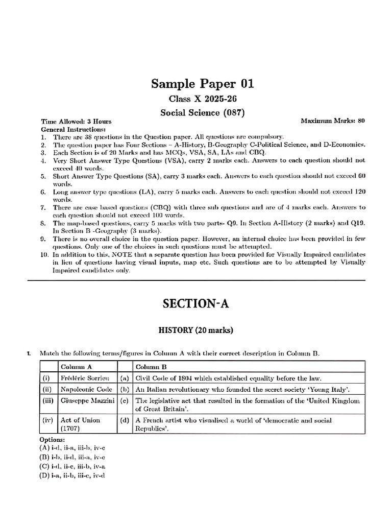 CBSE Sample Paper 1 | PDF