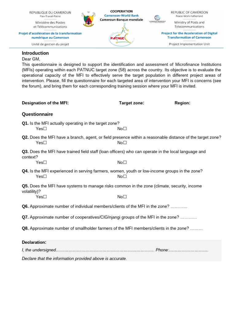 MFI Questionnaire | PDF