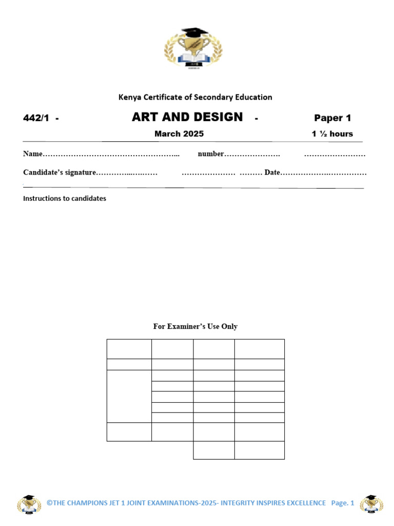 Art and Design Paper One | PDF