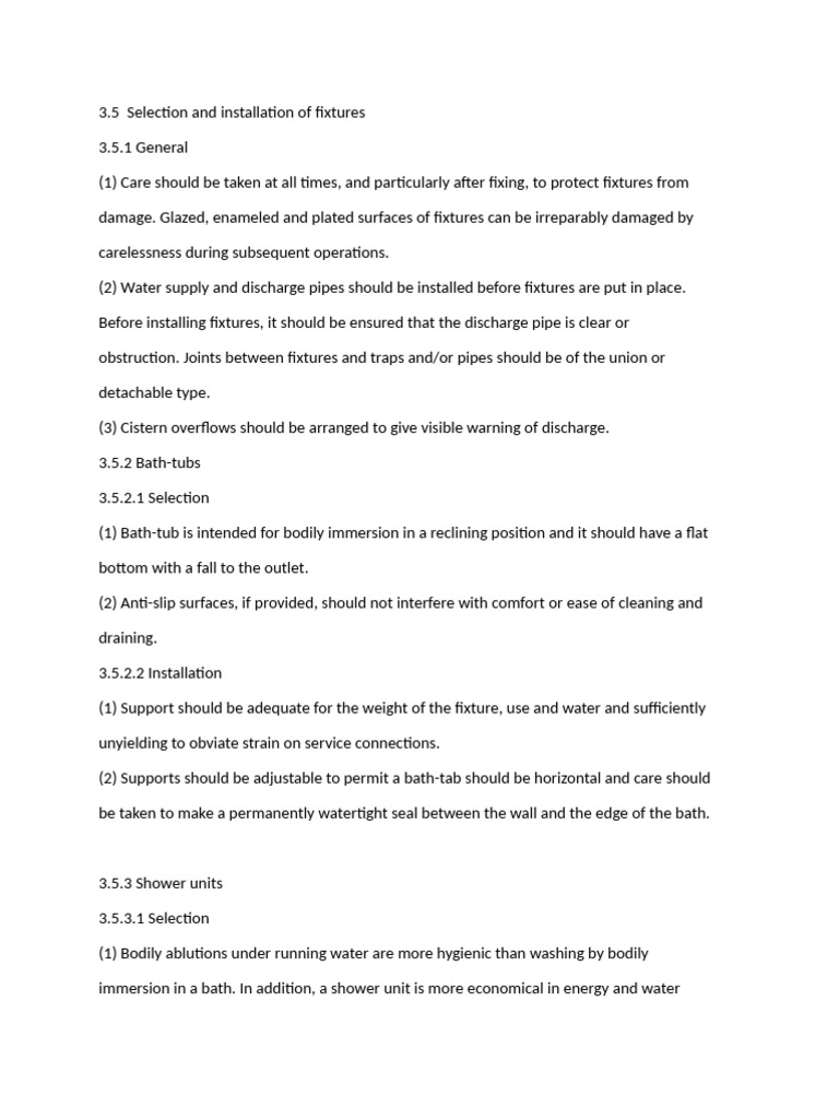 3.5 Selection and Installation of Fixtures | PDF | Shower | Valve