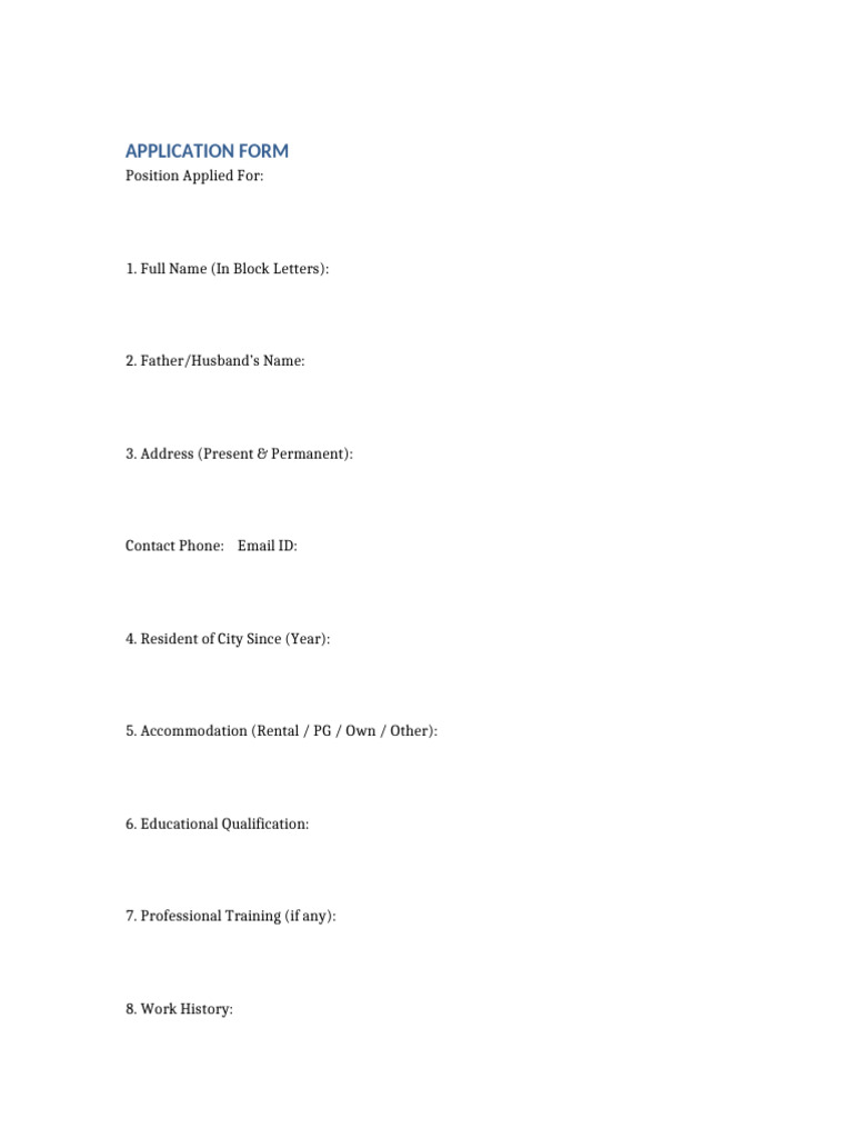 Application Form Sample | PDF