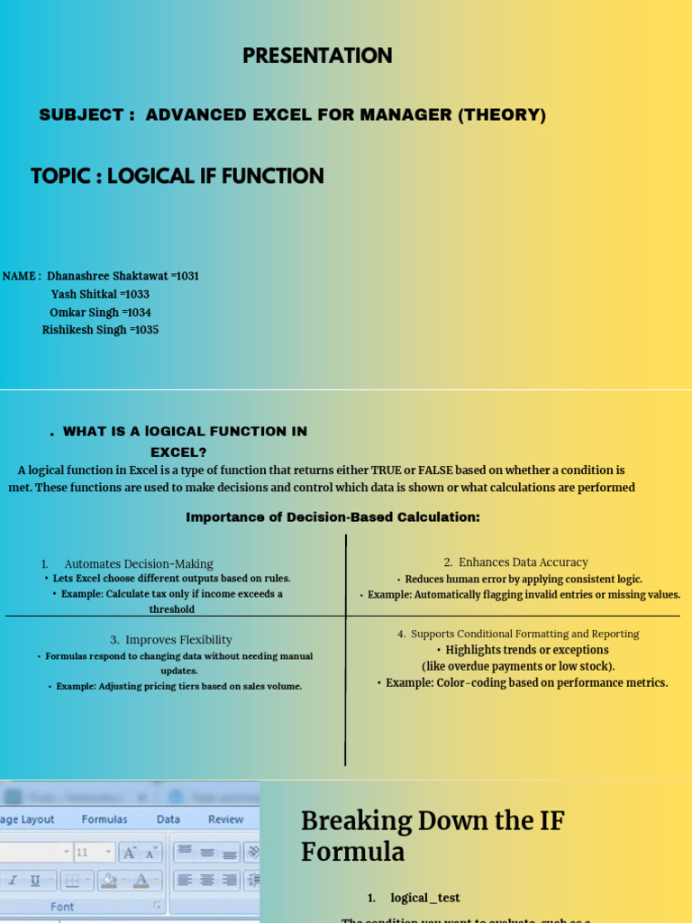 Understanding The IF Function in Excel | PDF | Microsoft Excel ...