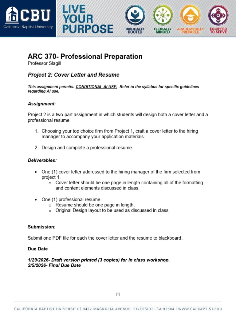 Project 2 Promp - Cover Letter and Resume | PDF