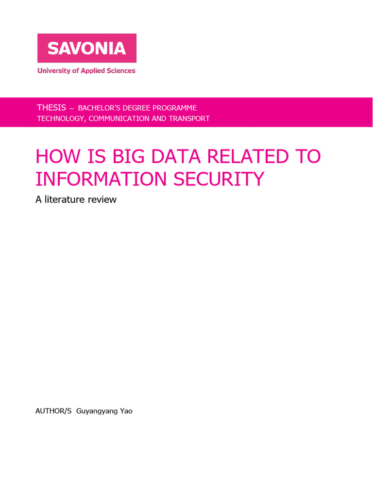 Information Security 01 | PDF | Apache Hadoop | Big Data